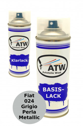 Autolack für Fiat 024 Grigio Perla Metallic+400ml Klarlack Set